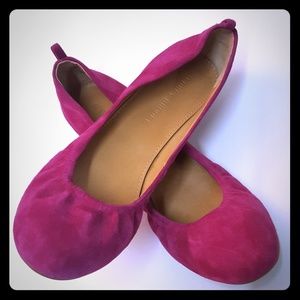 Hot Pink Magenta Suede Audrey Brooke Flats Shoes